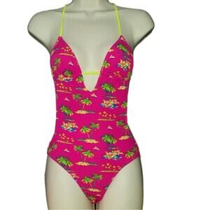Hollister One Piece NWT Sz Medium Backless Tropical Colorful Coquette Beach Wear